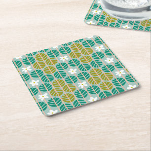 Summer stripes retro coasters floral green blue