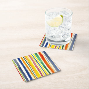 summer stripes square paper coaster