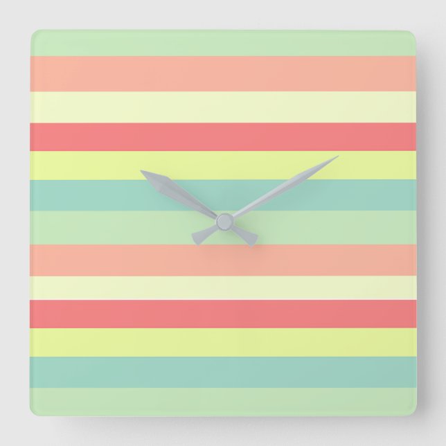 Summer Stripes Square Wall Clock (Front)