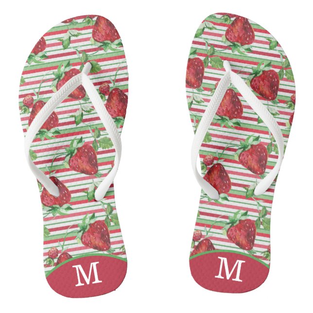 Summer Stripes Strawberry Monogram Thongs (Footbed)