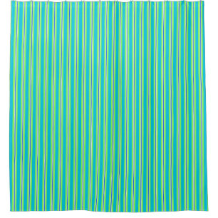 Summer stripes - turquoise and lime green shower curtain