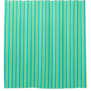 Summer Stripes, Turquoise and Lime Green Shower Curtain