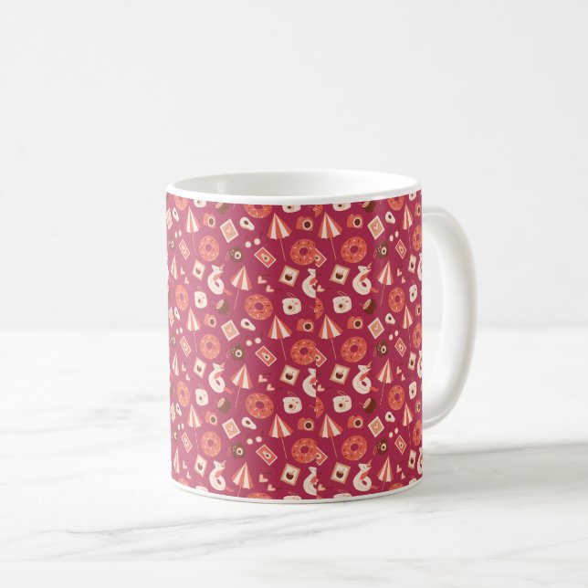 Summer Stuff Maroon Background Coffee Mug (Front Right)