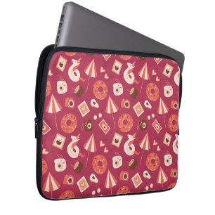 Summer Stuff Maroon Background Laptop Sleeve