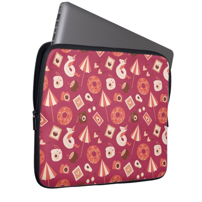 Summer Stuff Maroon Background Laptop Sleeve (Front Right)