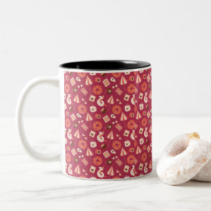 Summer Stuff Maroon Background Two-Tone Coffee Mug