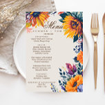 Summer Style modern stylish Wedding Menu<br><div class="desc">This Summer Style modern stylish Wedding Menu is perfect for your simple, elegant summer wedding. The vibrant summer style accompanied by the minimalist watercolor wildflowers will help bring your vision to life! This design of pretty orange flowers, touches of bohemian sage green and purple is sure to complete your minimal...</div>