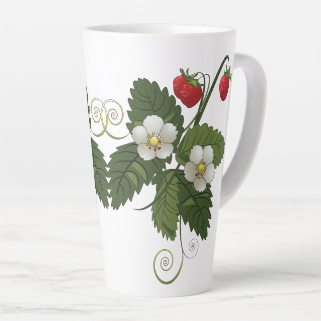 Summer Style Strawberry  Latte Mug (Right Angle)