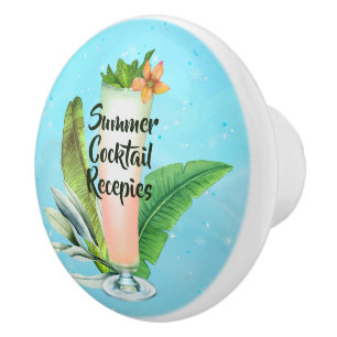 Summer style Watercolor cocktails leaves custom Ceramic Knob