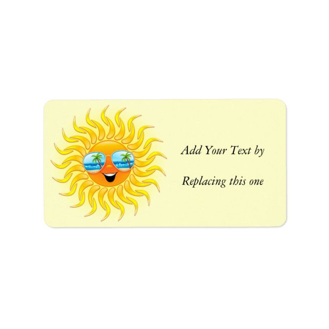 Summer Sun Cartoon with Sunglasses Address Label (Front)