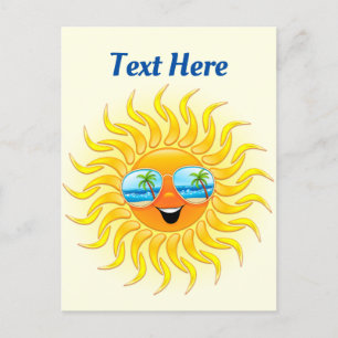 Summer Sun Cartoon with Sunglasses  Postcard