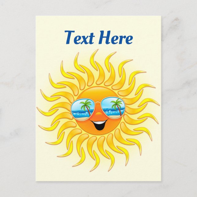 Summer Sun Cartoon with Sunglasses  Postcard (Front)