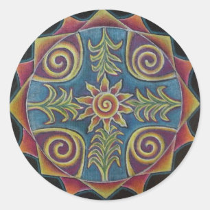 Summer Sun Mandala Classic Round Sticker