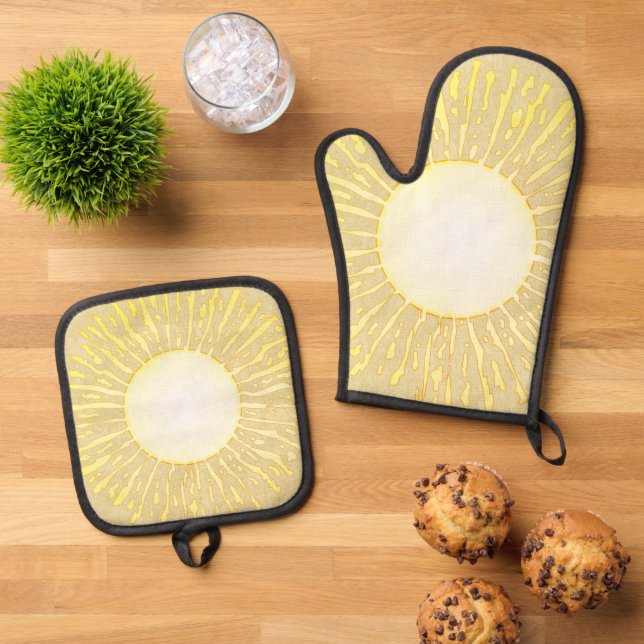 Summer Sun Oven Mitt & Pot Holder Set (Top Down)
