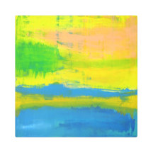 SUMMER, SUN & SEA - Pink Yellow Blue Abstract Art