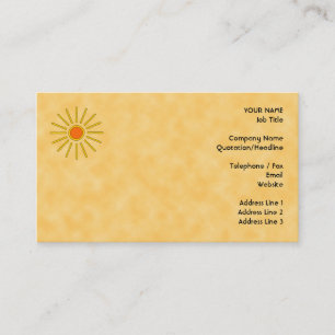 Summer sun. Warm yellow colours. Business Card