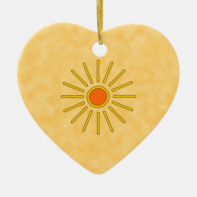 Summer sun. Warm yellow colours. Ceramic Tree Decoration (Front)
