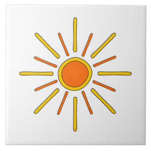 Summer sun. Yellow and orange. Ceramic Tile