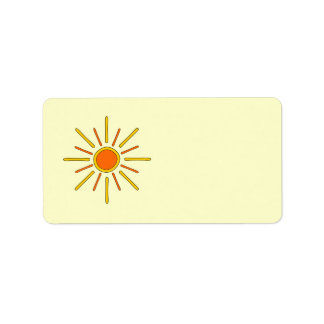 Summer sun. Yellow and orange. Label