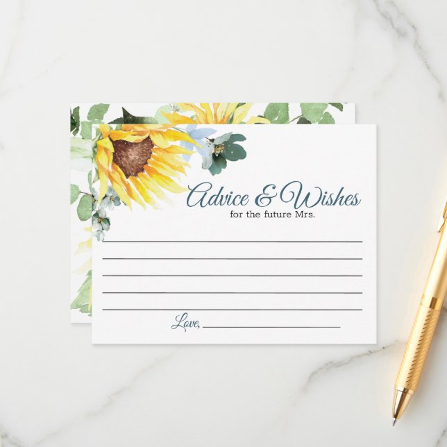 Summer Sunflower Advice Card (Front/Back In Situ)
