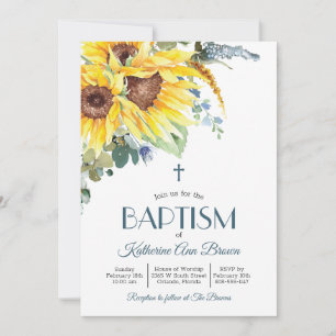 Summer Sunflower Baptism Invitation
