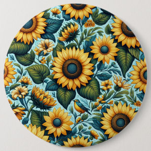 Summer/sunflower/bird 6 Cm Round Badge