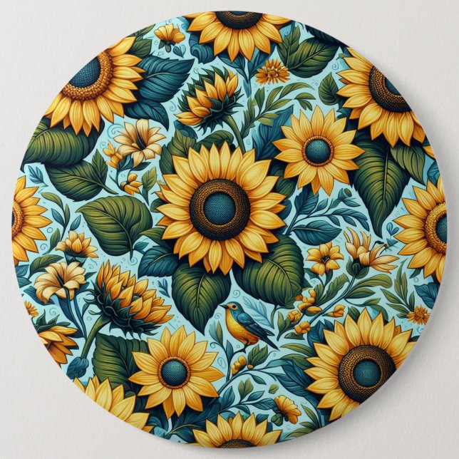 Summer/sunflower/bird 6 Cm Round Badge (Front)