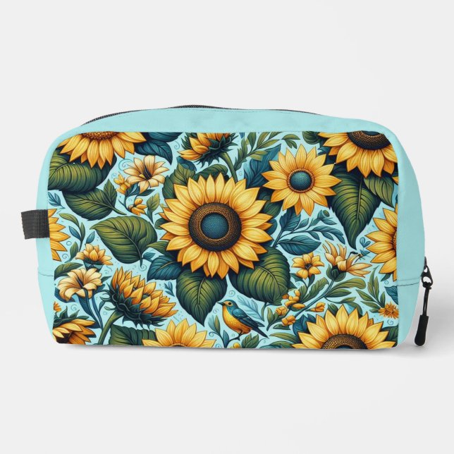 Summer/sunflower/bird Dopp Kit (Front)