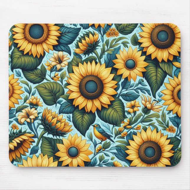 Summer/sunflower/bird Mouse Pad (Front)
