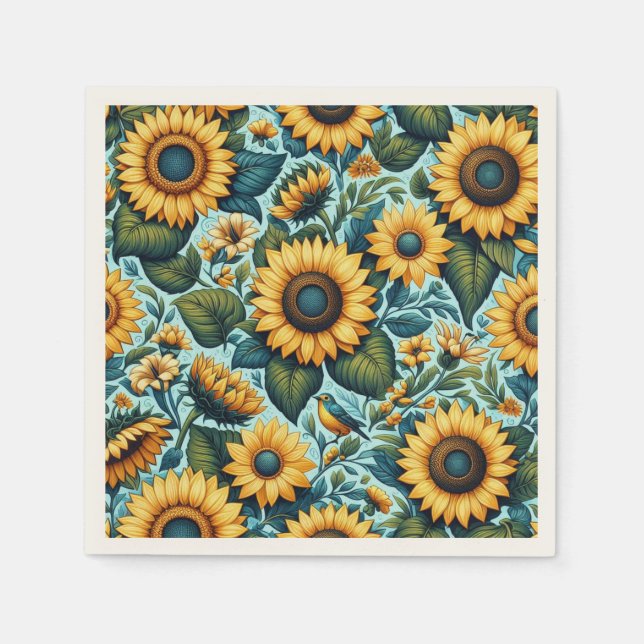 Summer/sunflower/bird Napkin (Front)