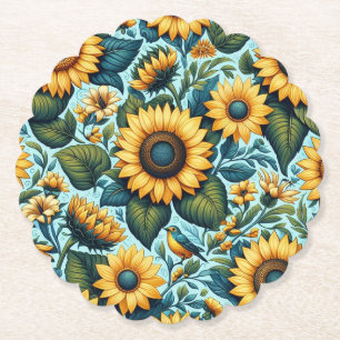 Summer/sunflower/bird Paper Coaster