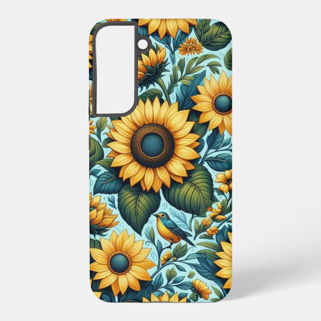 Summer/sunflower/bird Samsung Galaxy S22+ Case (Back)