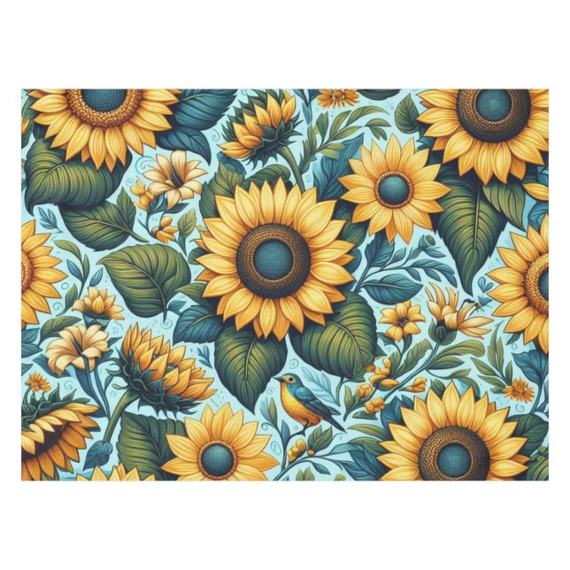 Summer/sunflower/bird Tablecloth (Front (Horizontal))