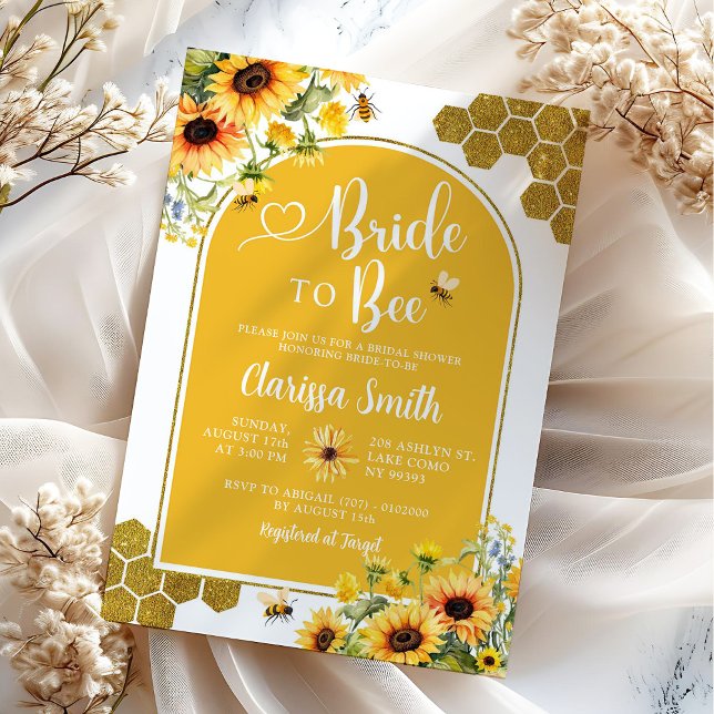 Summer Sunflower Bride to Bee Bridal Shower Invitation (Creator Uploaded)