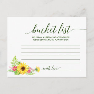 Summer Sunflower Bucket List Cards