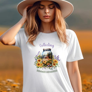 Summer Sunflower Camping Nature Custom Name Text T-Shirt