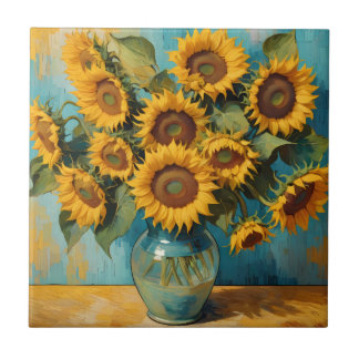 Summer Sunflower Ceramic Tile
