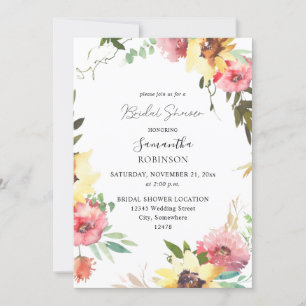 Summer Sunflower Floral Bridal Shower Invitation