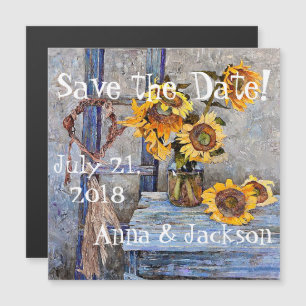 Summer Sunflower Flowers Save Date Magnetic Card