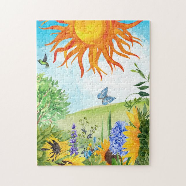 Summer Sunflower Garden Litha Solstice Landscape Jigsaw Puzzle (Vertical)