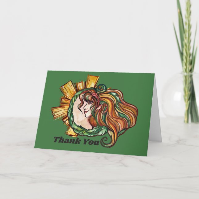 Summer Sunflower goddess artwork goddesses designs Card (Front)