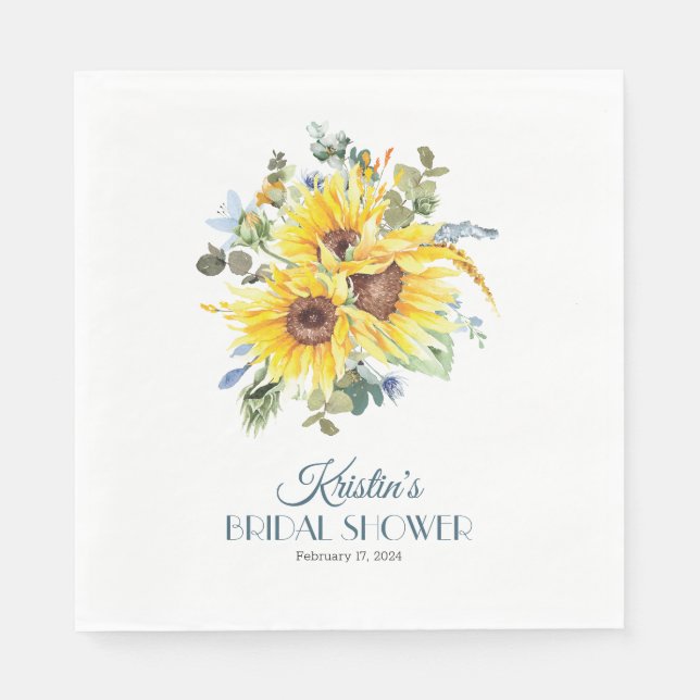 Summer Sunflower Luncheon Sized Party Napkin (Front)