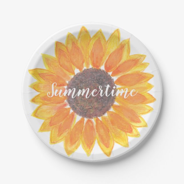 Summer Sunflower Paper Plate (Front)