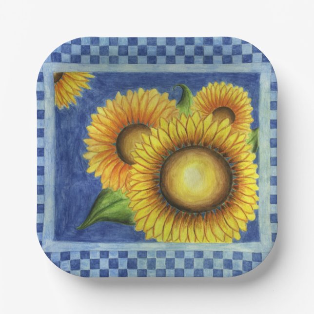 Summer Sunflower Paper Plates (Front)