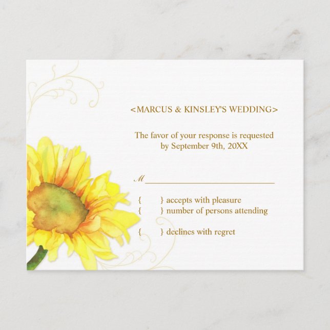 Summer Sunflower Vineyard Wedding RSVP Invitation Postcard (Front)
