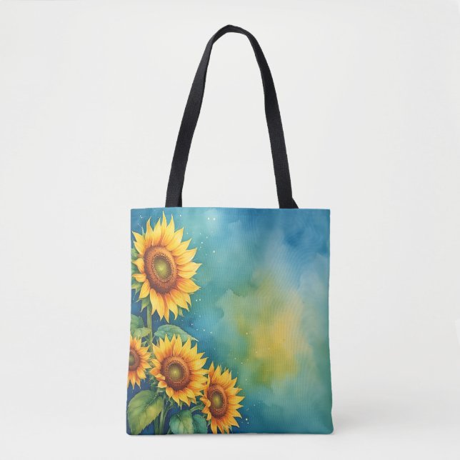 Summer Sunflower Watercolor Tote (Front)