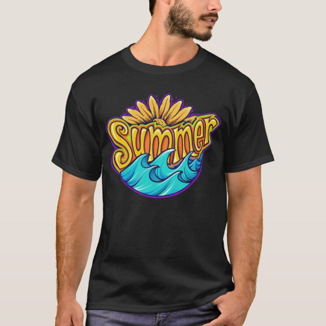 Summer Sunflower Waves T-Shirt (Front)