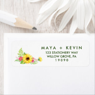 Summer Sunflower Wedding Return Address Label