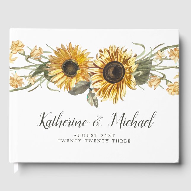 Summer Sunflowers Wedding Guest Book (Front)
