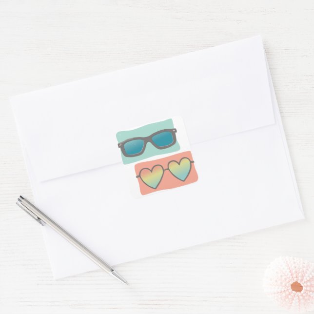 Summer Sunglasses Pair Square Sticker (Envelope)